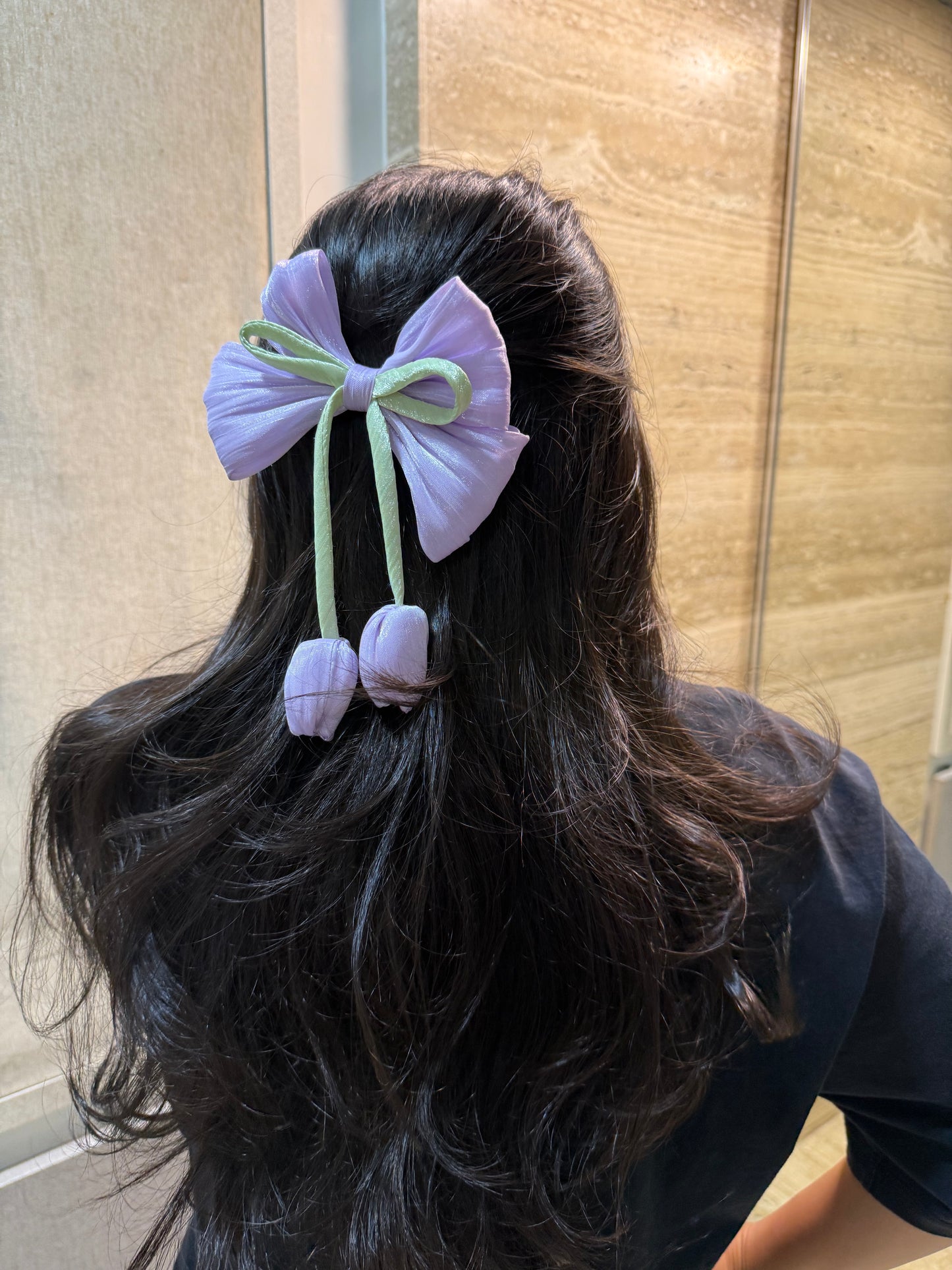 Tulip Bloom Satin Bow Clips