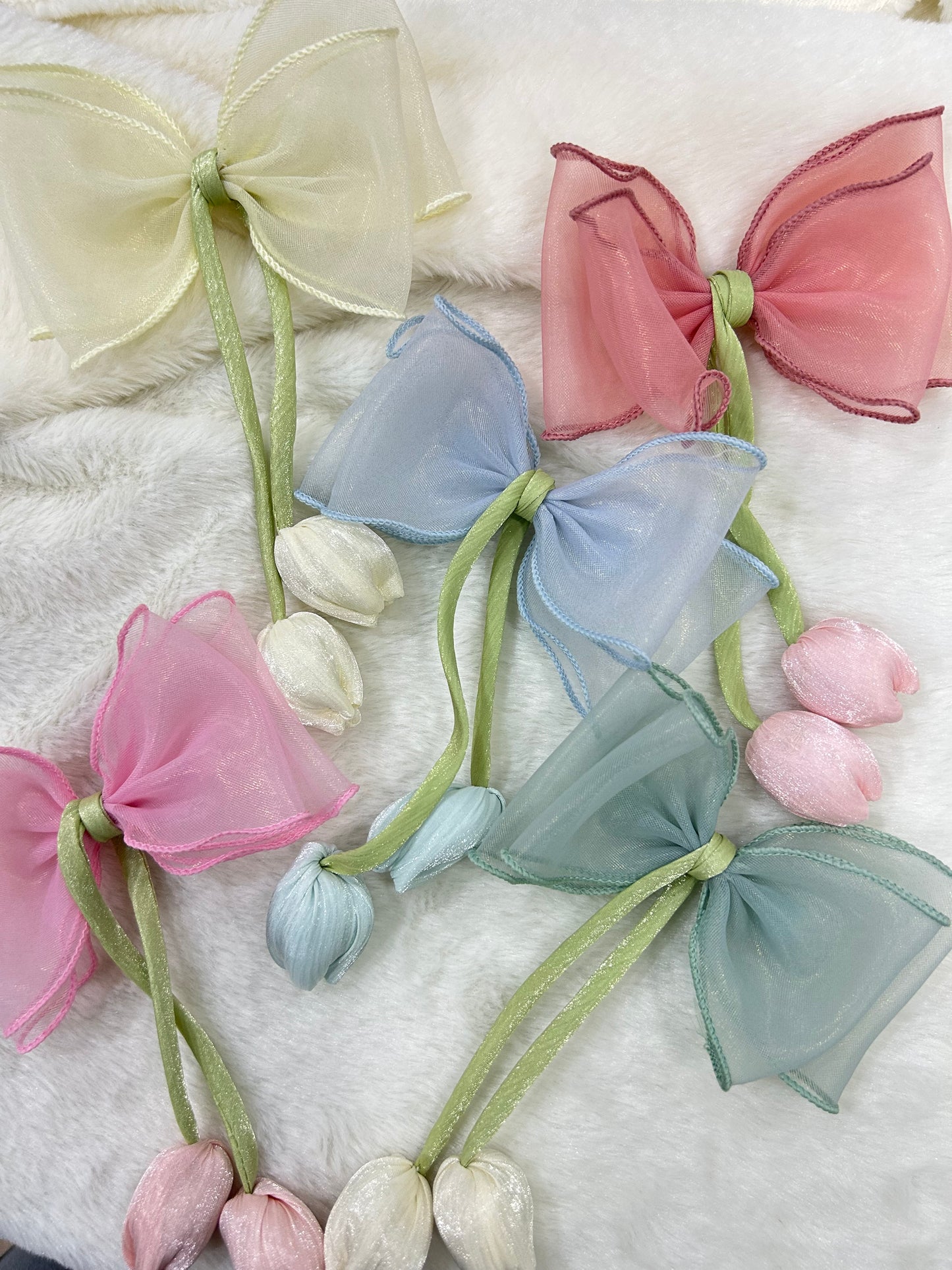 Tulip Bloom Bow clip – Pastel Elegance Collection