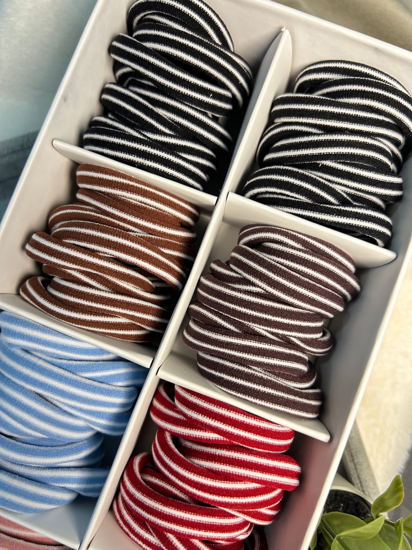 10-Piece Colorful Striped Hair Elastics