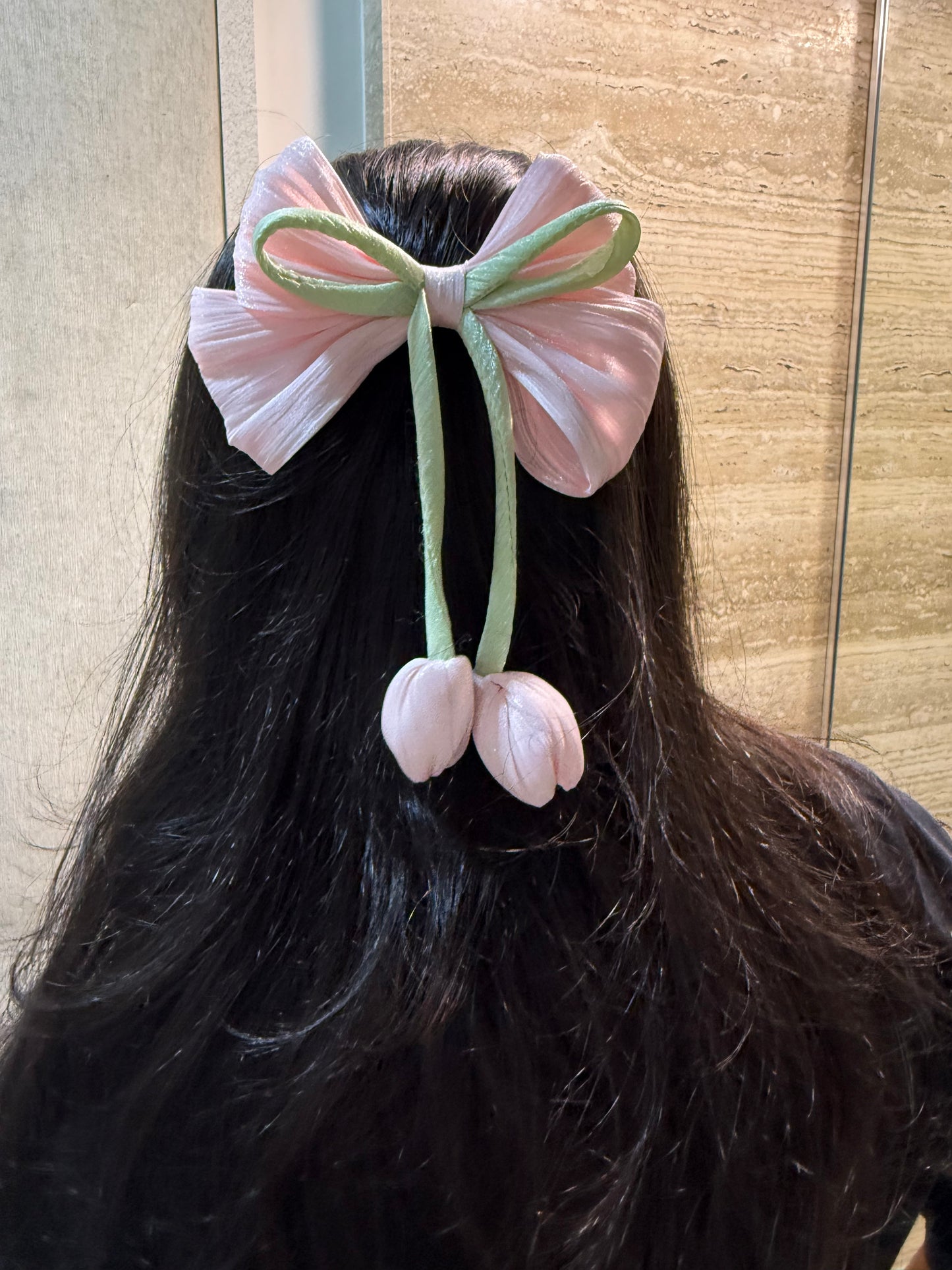 Tulip Bloom Satin Bow Clips