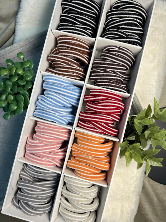 10-Piece Colorful Striped Hair Elastics