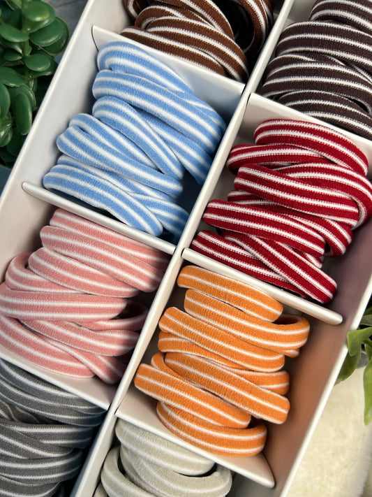 10-Piece Colorful Striped Hair Elastics