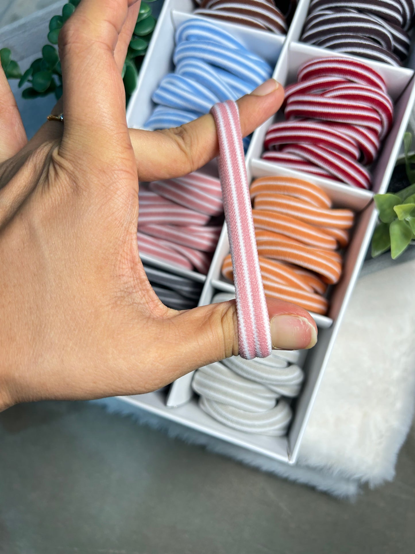 10-Piece Colorful Striped Hair Elastics