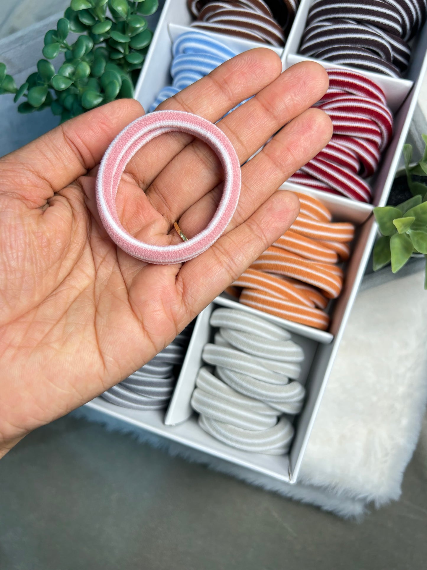10-Piece Colorful Striped Hair Elastics